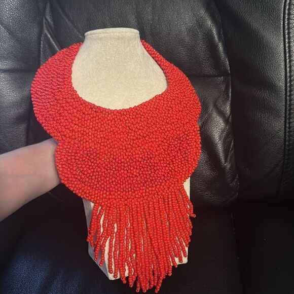 Bold Red Beaded Statement Necklace – Glamorous & Unforgettable - Picture 16 of 17